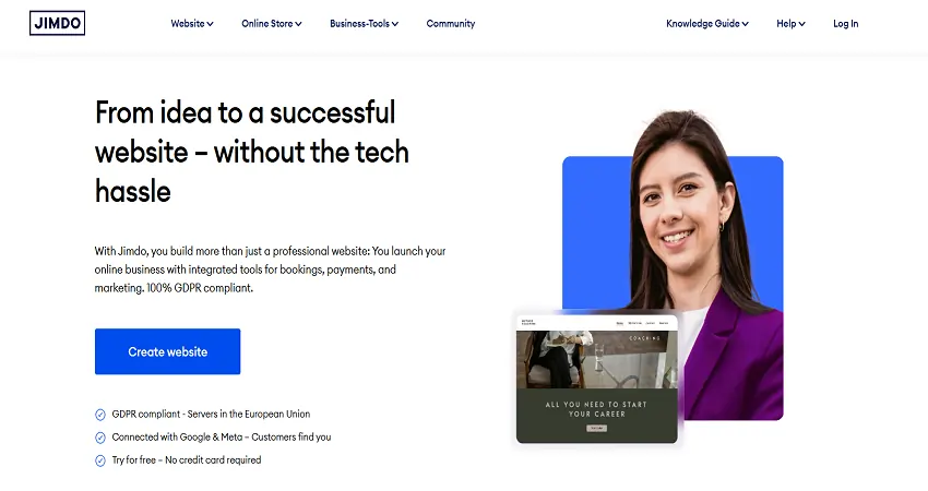 طراحی سایت با هوش مصنوعی Jimdo Dolphin